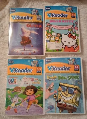 NEW 4 VTech V.Reader Games Dora Sponge Bob Hello Kitty Surprise Olivia Ballet • $16