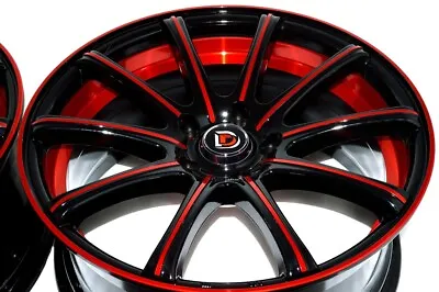 4 New DDR Elite 18x8 5x114.3 38mm Black Polished Red Undercut 18  Wheels Rims • $779