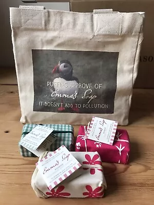 Emma’s Soap X 3 Handmade Ecological Natural Oils Ethical Gift Bag And Wrapping • £9.50