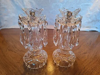 Pair Of Vintage Waterford Crystal  LISMORE  Pattern Candelabras 10” Tall • $350