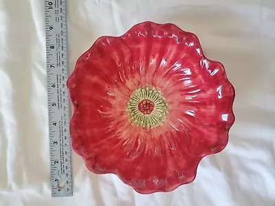 Maxcera Red Poppy Flower Shaped 8  Bowl USED • $12