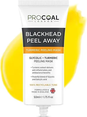 New Blackhead Remover Mask Glycolic Turmeric Peel Off Face Masks By Procoal... • £10.99