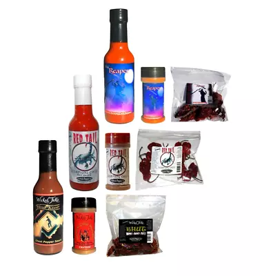 Ultimate Spice Gift Set Ghost Pepper Scorpion Reaper Hot Sauce Peppers Chili Pow • $117.05