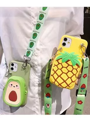 $9.86 • Buy For OPPO Xiaomi Huawei  Cute Cartoon Avocado Wallet Purse Strap Stand Phone Case