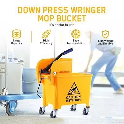5 Gallon Mini Mop Bucket W/Wringer Combo Commercial Rolling Cleaning Cart Yellow • $40.99