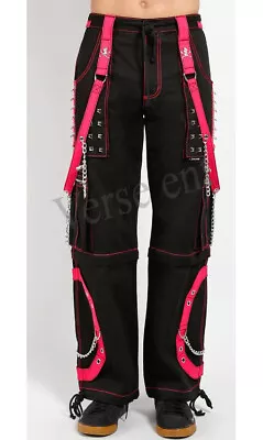 Men Hot Pink Gothic Cyber Chain Trouser Thread Punk Bondage Metal Stud Trousers • $63.15