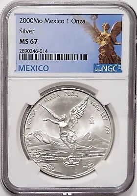 2000 Mexico Libertad 1 Oz. Silver Coin - NGC MS67 • $109.95