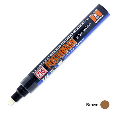 Zig Posterman Wet Wipe Marker - Broad - Brown (Pack Of 12) • £33.12