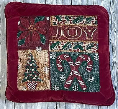 VTG Velvet Tapestry Christmas Holiday Design Pillow Accent Throw Cushion 15x15” • $19.99