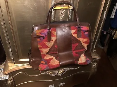 Vintage Wool/ Leather Trim Carpet Bag • $55