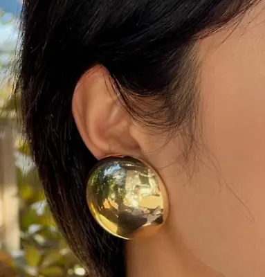 NEW ON TREND 80s ROUND CHUNKY GOLD SILVER STATEMENT EARRINGS UK SELLER • £7.99