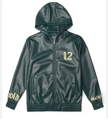 Dcpl Vegan Leather Hoodie Jacket Streetwear Green Full Zip Men’s Size XL NWT • $109