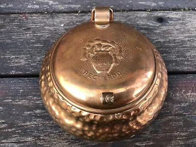 VTG Copper Hammered CHILE RECUERDO Round Container W Hinged Lid • $39.95