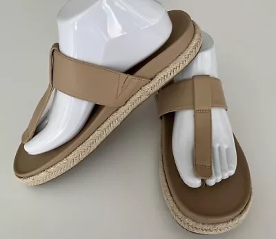 Joie Nacho Women’s Sandal Thong Slide Espadrille Tan Beige Vegan Casual Sz 10 • $26.99