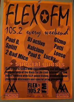 Flex Fm Pirate Radio Station 1994 Rave Flyer • £3