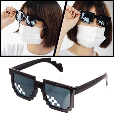 LARGE THUG LIFE SUNGLASSES 8 Bit Pixel Deal With It Meme Unisex Fancy Dress UK • £7.02