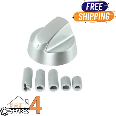 UNIVERSAL Oven Cooker Hob Control Knob Switch + 5 Adaptor Kit Silver Grey • £4.95
