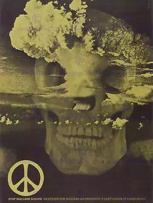 Propaganda Political Charity Cnd Nuclear Mushroom Cloud Skull Uk Poster Bb2523b • £11.99