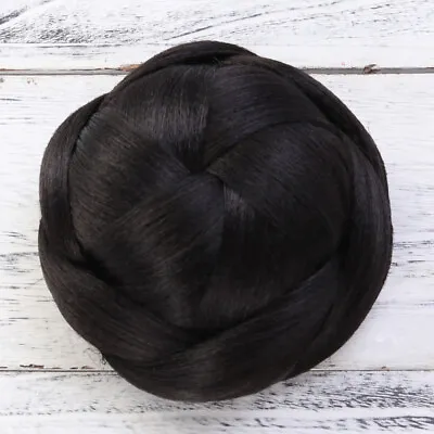  Braided Updo Bun Black Women Natural Looking Synthetic Chignons Ponytail • £10.15
