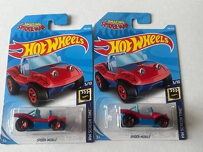 HotWheels 2017 SPIDERMAN SPIDER MOBILE HW Screen Time Buggy X 2 Lot • $18