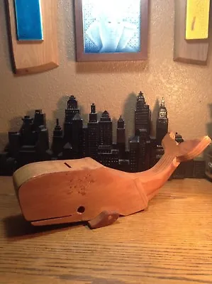 Rare Vintage Whale Wooden Coin Bank • $65