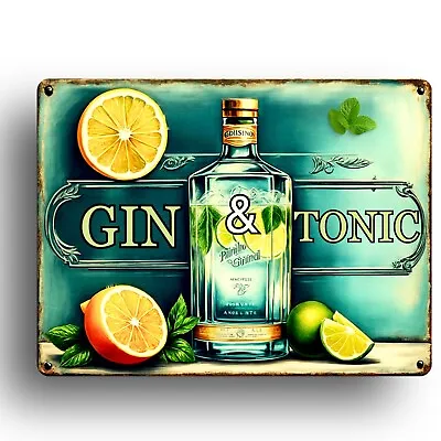 Gin Bar Sign Man Cave Retro Pub House Art Decor Garage Shed Cocktails Tonic Door • £5.99