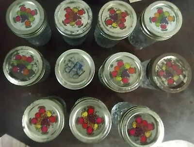 Set Of 11 Vintage Ball Quilted Crystal Canning Jelly Jars Clear Glass 8 Oz. 4” • $54.99