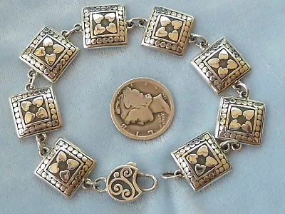 Vintage Sterling Link Bracelet Heart Motif Exquisite AK Clasp  Konder #384 • $69.95