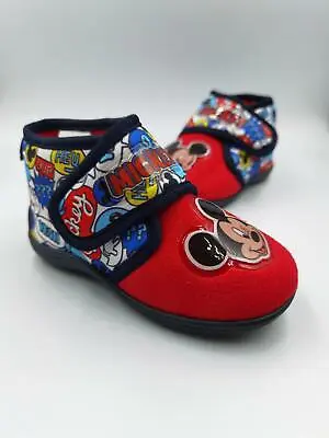 Girls Boys Disney Bedroom Slippers Red Blue Childs Childrens Mickey Mouse • £12
