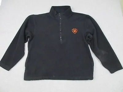 Ariat Sweater Men Medium Black Fleece Half Zip Pullover Pockets Shirt Top Jacket • $14.99