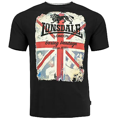 Lonsdale Premium Black HADLEY Union Jack T-Shirt  Boxing Heritage 100% Cotton  • £24.90