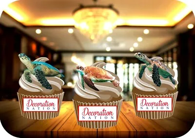 £3.99 • Buy Turtle Trio Mix 12 Edible STANDUP Cake Toppers Decoration Birthday Animal Ocean