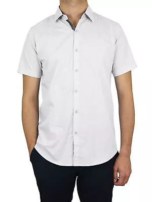 Men's Solid Fitted Short Sleeve Button Dress Shirt ( Sizes S-5XL ) *BRAND NEW* • $13.99