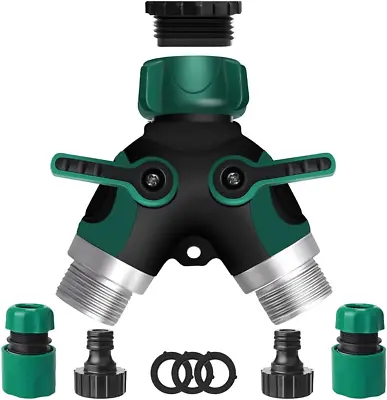 Garden Hose Splitter 2 Way Hose Tap Connector Outdoor Double Y Valve Water Tap • £13.01