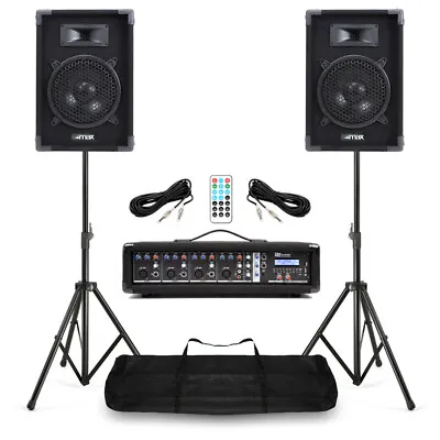 Band PA Speaker System 400w With 4 Channel Mixer Bluetooth Amplifier & Stands • £289