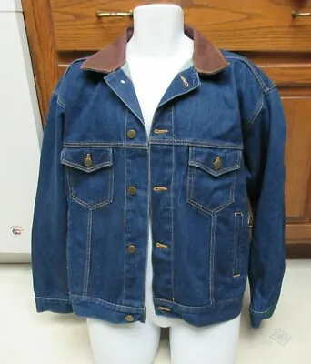 Marlboro Cigarettes 1990's Vintage Leather Denim Western Jacket Men's M New NWT • $99.99