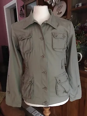 Hooch Military Style/ Combat Jacket. Medium. Light Khaki Green. 100% Cotton • £5