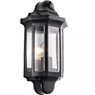 Half Lantern Wall Light Traditional Outdoor 15W Black Without Pir Garden Lamp • £14.99