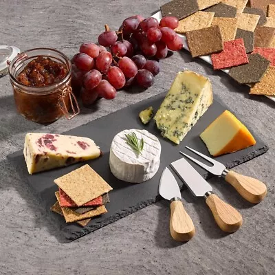 Beautiful Slate Cheese Board With Knives Set | Cheese Platter Knife Set Slate  • £14.95