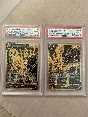 $48.95 • Buy Zacian V & Zamazenta V Full Art 2020 Pokemon Ultra Premium Promo Cards PSA 9