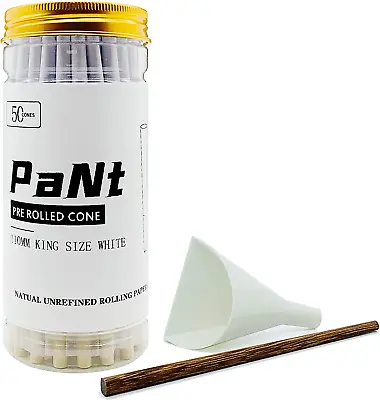 PaNt 50 Pcs White Pre Rolled Organic Cones King 4.33inch/110mm Packaging Of • £13.28
