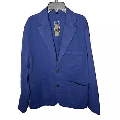 J.Crew Mens $178 Garment Dyed Cotton Linen Suit Jacket Blue Size 38 AX270 • $40