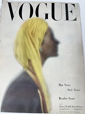 Vintage Vogue Magazine US Edition January 1947 Hat Issue Dali Perfume Ads • $59.25