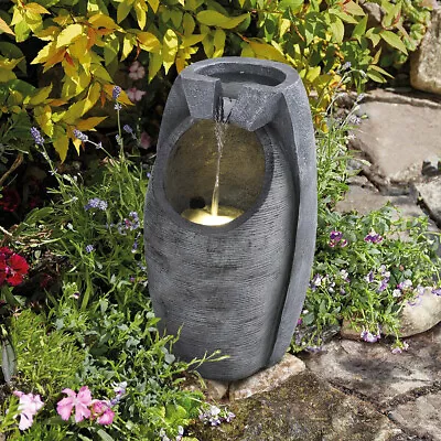 Solar Power Outdoor Cascading LED Water Fountain Feature Garden Ornament Statues • £79.95