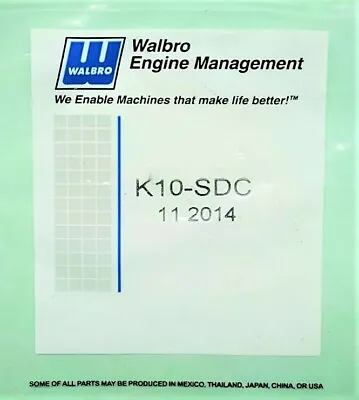 OEM Walbro K10-SDC Carburetor Kit McCulloch 10-10 Saws Same Day Ship • $19.95