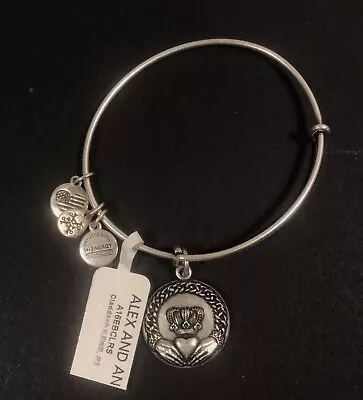 $49.67 • Buy Alex And Ani Claddagh II Expandable Rafaelian Silver Bangle Bracelet NEW