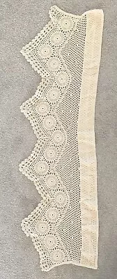 VTG Hand Crochet Cotton Curtain Valance Ecru Beige 50  W X 15  L • $23.99