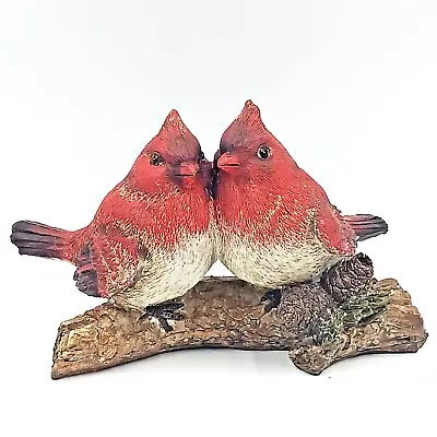 Cardinal Figurine 2 Cardinals Sitting On A Sparkly Pine Tree Branch Pinecones • $12.79