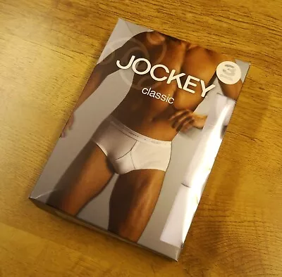 Jockey Y-Front Brief 3 Pack Boxed White Classic 100% Cotton  New • £18