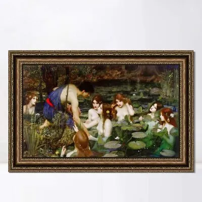 Framed Art Hylas And The Nymphs1896 By John William Waterhouse Wall Art 26 X40   • $119.89